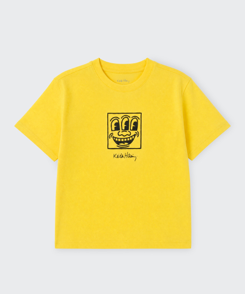 MUSINSA STANDARD KIDS（ムシンサスタンダードキッズ）の「[キスヘリングコレクション] スリーアイドフェイスティーシャツ [イエロー]（Tシャツ/カットソー・レディース・その他・120/130/140/150/160）」の5枚目の写真