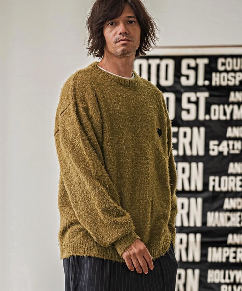 CAMBIO(カンビオ)の「mn3296-Feather Yarn Heart Crewneck Knit Pullover クルーネックニット(PF-262-017)(ニット/セーター・メンズ・ブラック/グレー/カーキ/ナチュラル・M/L)」の6枚目の写真