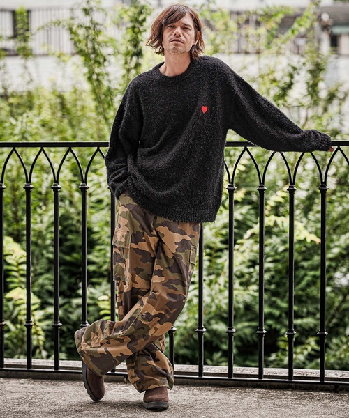 CAMBIO(カンビオ)の「mn3296-Feather Yarn Heart Crewneck Knit Pullover クルーネックニット(PF-262-017)(ニット/セーター・メンズ・ブラック/グレー/カーキ/ナチュラル・M/L)」の18枚目の写真