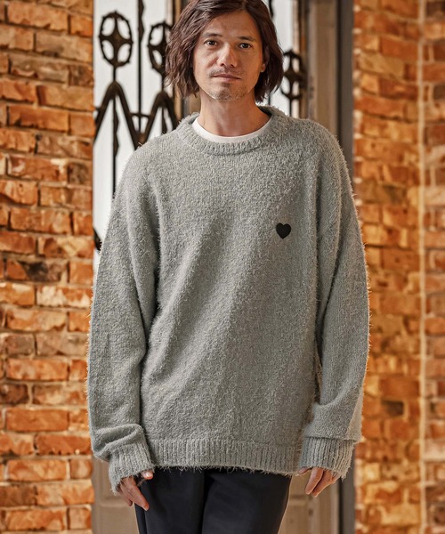 CAMBIO(カンビオ)の「mn3296-Feather Yarn Heart Crewneck Knit Pullover クルーネックニット(PF-262-017)(ニット/セーター・メンズ・ブラック/グレー/カーキ/ナチュラル・M/L)」の21枚目の写真