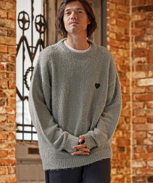 CAMBIO(カンビオ)の「mn3296-Feather Yarn Heart Crewneck Knit Pullover クルーネックニット(PF-262-017)(ニット/セーター・メンズ・ブラック/グレー/カーキ/ナチュラル・M/L)」の22枚目の写真