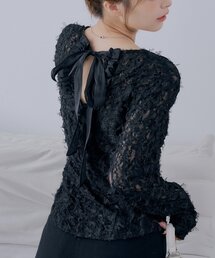 【SALON by Chico】バックフリルオープン3Dレーストップス