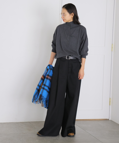 JOURNAL STANDARD(ジャーナルスタンダード)の「コットンカシミヤMIX 2WAYヘンリー(ニット/セーター・レディース・ライトグレー/チャコールグレー/パープル・FREE)」の7枚目の写真