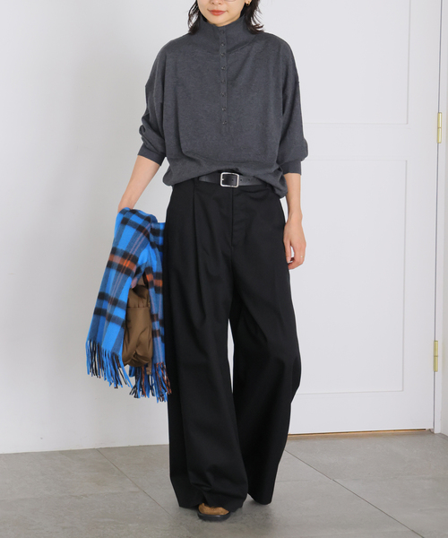 JOURNAL STANDARD(ジャーナルスタンダード)の「コットンカシミヤMIX 2WAYヘンリー(ニット/セーター・レディース・ライトグレー/チャコールグレー/パープル・FREE)」の9枚目の写真