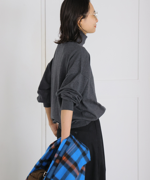 JOURNAL STANDARD(ジャーナルスタンダード)の「コットンカシミヤMIX 2WAYヘンリー(ニット/セーター・レディース・ライトグレー/チャコールグレー/パープル・FREE)」の13枚目の写真
