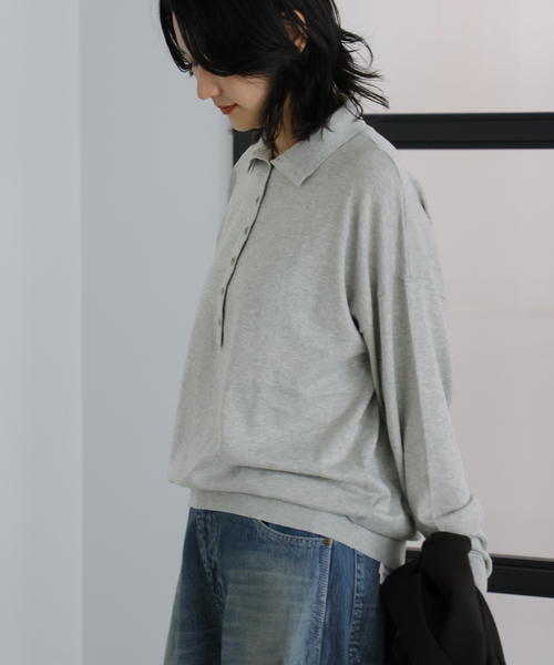 JOURNAL STANDARD(ジャーナルスタンダード)の「コットンカシミヤMIX 2WAYヘンリー(ニット/セーター・レディース・ライトグレー/チャコールグレー/パープル・FREE)」の17枚目の写真