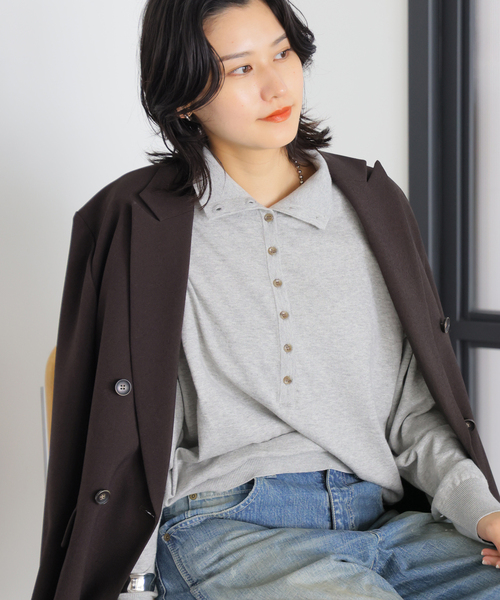 JOURNAL STANDARD(ジャーナルスタンダード)の「コットンカシミヤMIX 2WAYヘンリー(ニット/セーター・レディース・ライトグレー/チャコールグレー/パープル・FREE)」の19枚目の写真