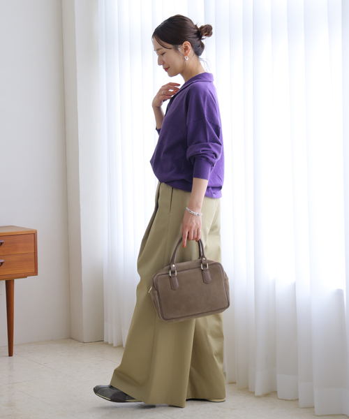 JOURNAL STANDARD(ジャーナルスタンダード)の「コットンカシミヤMIX 2WAYヘンリー(ニット/セーター・レディース・ライトグレー/チャコールグレー/パープル・FREE)」の21枚目の写真
