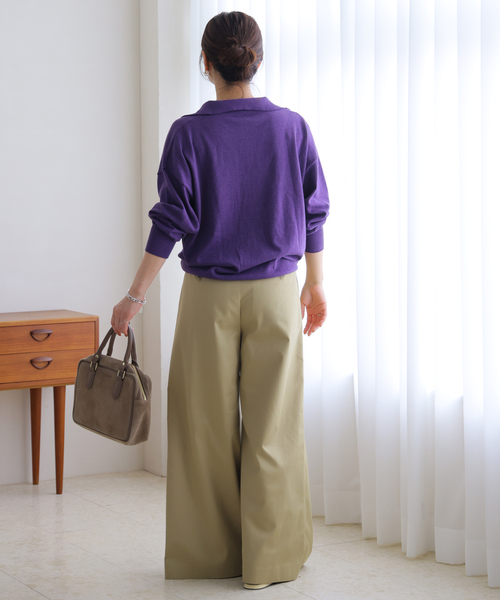 JOURNAL STANDARD(ジャーナルスタンダード)の「コットンカシミヤMIX 2WAYヘンリー(ニット/セーター・レディース・ライトグレー/チャコールグレー/パープル・FREE)」の22枚目の写真