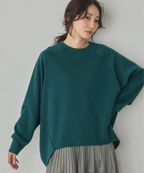 hunch(ハンチ)の「とろみダンボール ドルマントップス(スウェット・レディース・チャコールグレー/ブラック/グリーン・FREE)」の3枚目の写真