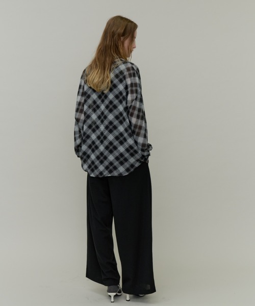Plumel(プルメル)の「Bias Check Sheer Shirt & Tank / バイアスシアーチェックシャツ&タンク(シャツ/ブラウス・レディース・ブラウン/ブラック・MEDIUM)」の10枚目の写真