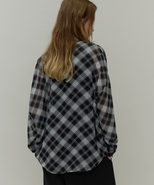 Plumel(プルメル)の「Bias Check Sheer Shirt & Tank / バイアスシアーチェックシャツ&タンク(シャツ/ブラウス・レディース・ブラウン/ブラック・MEDIUM)」の7枚目の写真