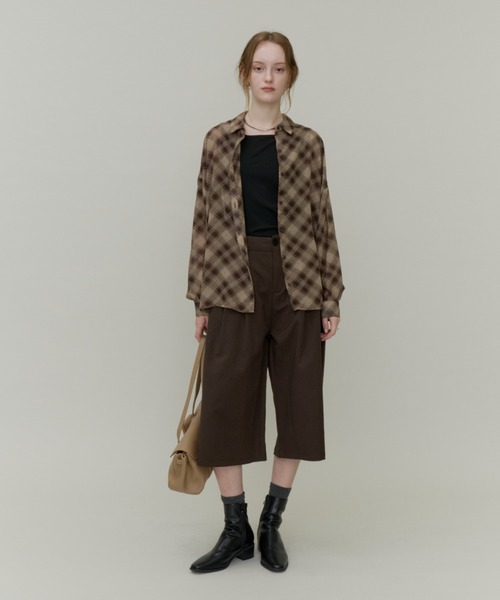 Plumel(プルメル)の「Bias Check Sheer Shirt & Tank / バイアスシアーチェックシャツ&タンク(シャツ/ブラウス・レディース・ブラウン/ブラック・MEDIUM)」の21枚目の写真