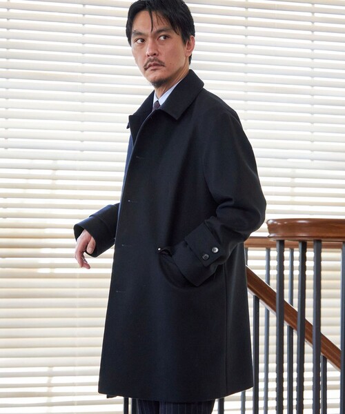 SHIPS（シップス）の「【SHIPS別注】MACKINTOSH: HUMBIE SL メルトン コート（ステンカラーコート・メンズ・ネイビー/ダークグレー・38/36）」の3枚目の写真