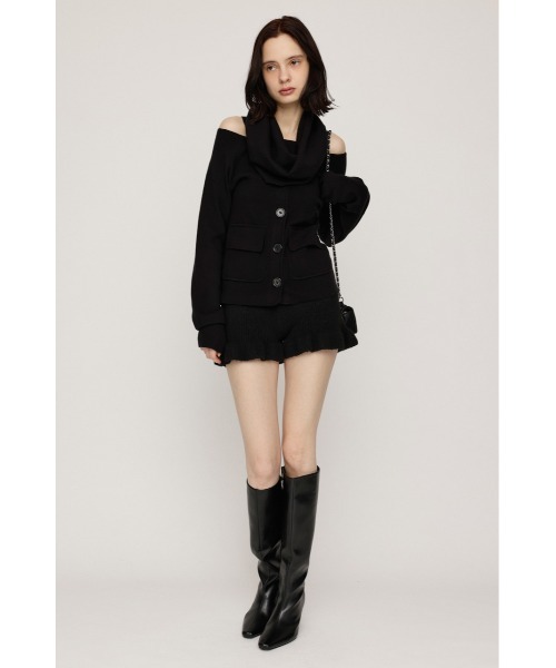 SLY(スライ)の「OFF SHOULDER JK LIKE TOPS オフショルダージャケットライクトップス 秋服(ニット/セーター・レディース・ブラック/ベージュ/杢グレー・FREE)」の6枚目の写真