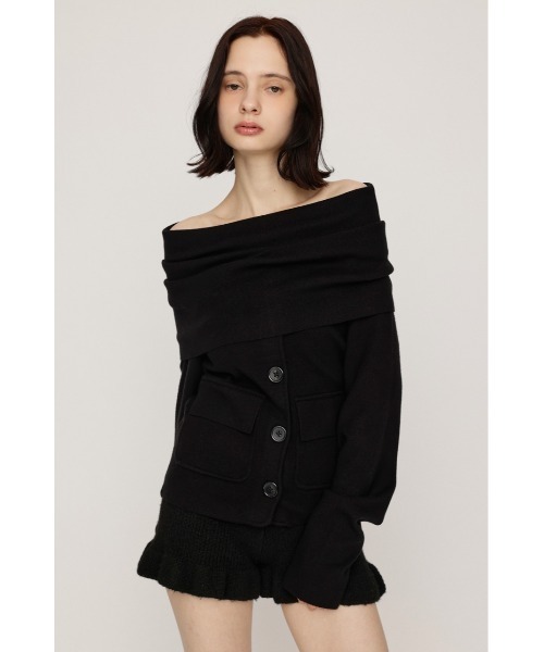 SLY(スライ)の「OFF SHOULDER JK LIKE TOPS オフショルダージャケットライクトップス 秋服(ニット/セーター・レディース・ブラック/ベージュ/杢グレー・FREE)」の8枚目の写真