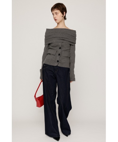 SLY(スライ)の「OFF SHOULDER JK LIKE TOPS オフショルダージャケットライクトップス 秋服(ニット/セーター・レディース・ブラック/ベージュ/杢グレー・FREE)」の10枚目の写真
