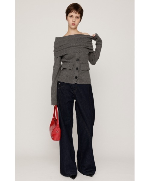 SLY(スライ)の「OFF SHOULDER JK LIKE TOPS オフショルダージャケットライクトップス 秋服(ニット/セーター・レディース・ブラック/ベージュ/杢グレー・FREE)」の11枚目の写真