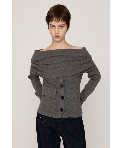 SLY(スライ)の「OFF SHOULDER JK LIKE TOPS オフショルダージャケットライクトップス 秋服(ニット/セーター・レディース・ブラック/ベージュ/杢グレー・FREE)」の13枚目の写真