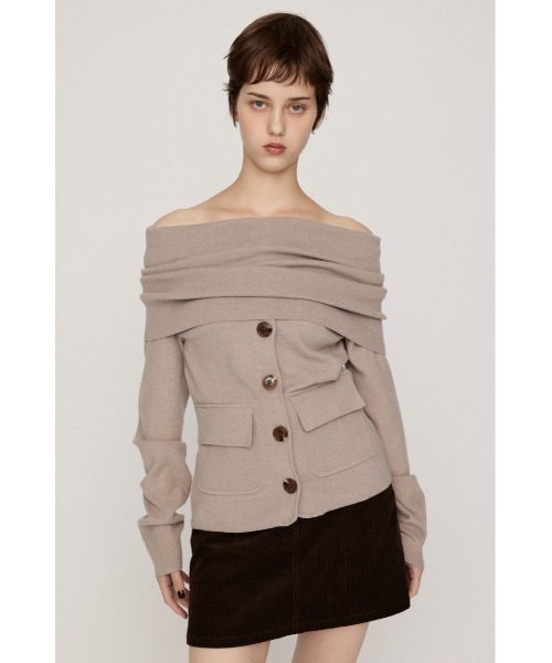 SLY(スライ)の「OFF SHOULDER JK LIKE TOPS オフショルダージャケットライクトップス 秋服(ニット/セーター・レディース・ブラック/ベージュ/杢グレー・FREE)」の14枚目の写真
