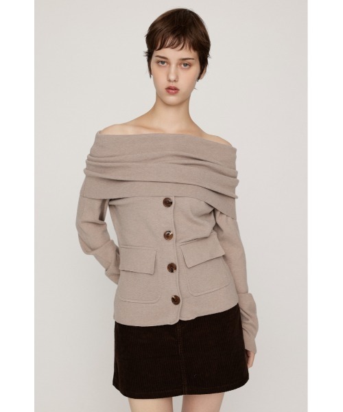 SLY(スライ)の「OFF SHOULDER JK LIKE TOPS オフショルダージャケットライクトップス 秋服(ニット/セーター・レディース・ブラック/ベージュ/杢グレー・FREE)」の17枚目の写真