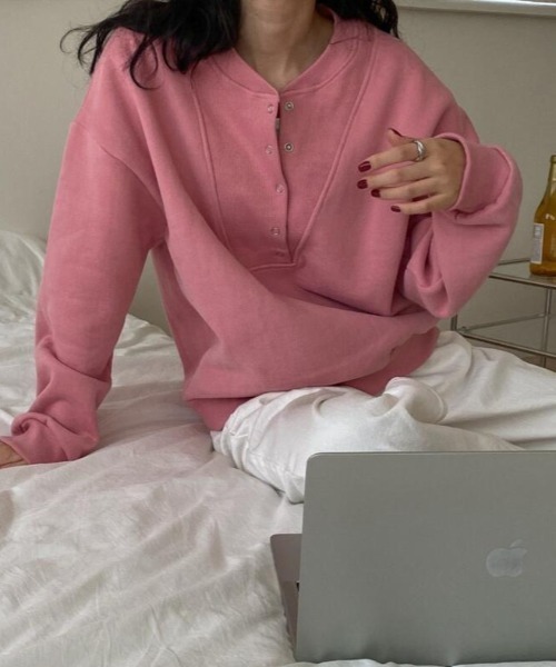 semplice(センプリチェ)の「トレーナー【韓国ファッション】(スウェット・レディース・ピンク/グレー・F)」の9枚目の写真