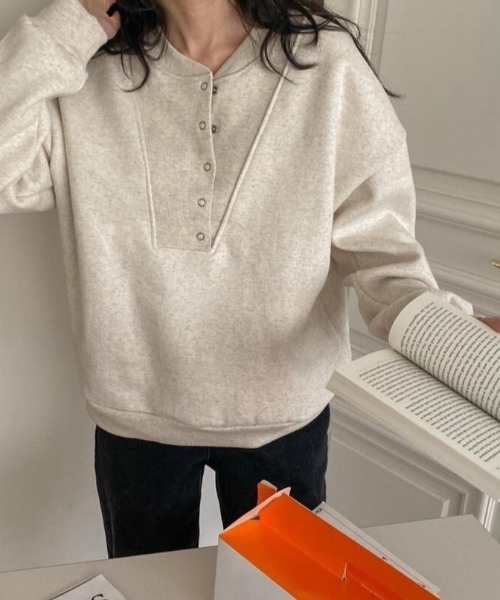 semplice(センプリチェ)の「トレーナー【韓国ファッション】(スウェット・レディース・ピンク/グレー・F)」の5枚目の写真