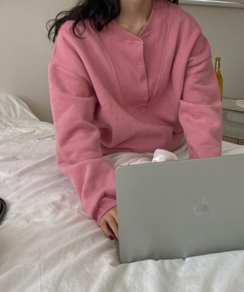 semplice(センプリチェ)の「トレーナー【韓国ファッション】(スウェット・レディース・ピンク/グレー・F)」の10枚目の写真