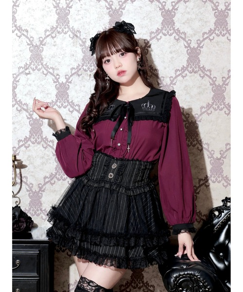 NOEMIE(ノエミー)の「ゴシックセーラー王冠刺繍ブラウス(シャツ/ブラウス・レディース・ブラック/ワインレッド・M)」の5枚目の写真