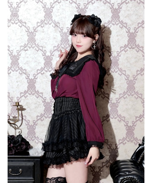 NOEMIE(ノエミー)の「ゴシックセーラー王冠刺繍ブラウス(シャツ/ブラウス・レディース・ブラック/ワインレッド・M)」の9枚目の写真