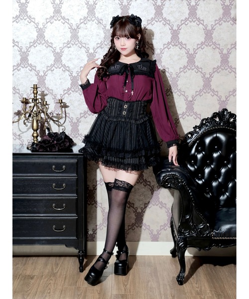 NOEMIE(ノエミー)の「ゴシックセーラー王冠刺繍ブラウス(シャツ/ブラウス・レディース・ブラック/ワインレッド・M)」の11枚目の写真