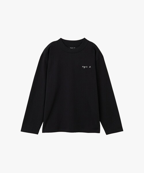 agnes b.(アニエスベー)の「メンズ ロゴ 刺繍 コットン 長袖 Tシャツ "Horace"(Tシャツ/カットソー・メンズ・ブラック・0/1/2/3)」の1枚目の写真