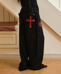 HERALD CROSS ワイドスウェットパンツ ブラック