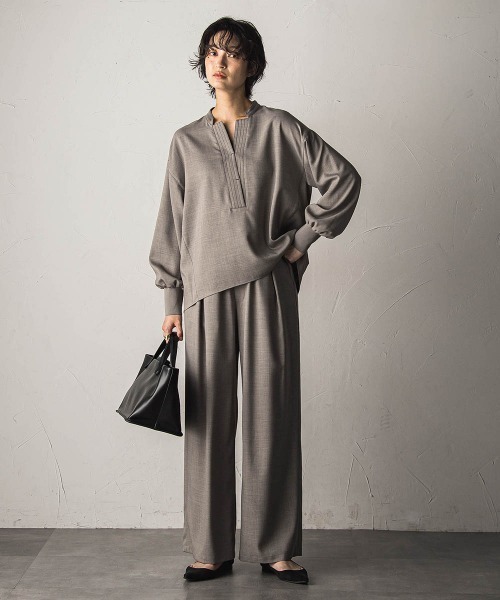 MAYSON GREY(メイソングレイ)の「【一瞬で楽とキレイを叶える】ナチュラルストレッチイージーワイドパンツ≪セットアップ対応≫(その他パンツ・レディース・ブラック/ベージュ・M)」の19枚目の写真