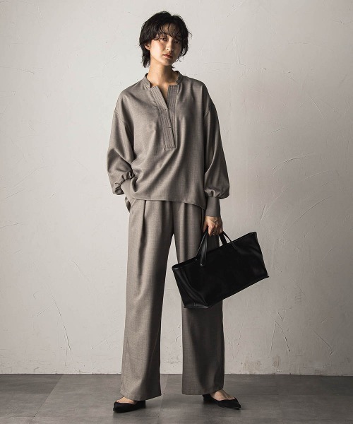 MAYSON GREY(メイソングレイ)の「【一瞬で楽とキレイを叶える】ナチュラルストレッチイージーワイドパンツ≪セットアップ対応≫(その他パンツ・レディース・ブラック/ベージュ・M)」の22枚目の写真