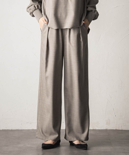 MAYSON GREY(メイソングレイ)の「【一瞬で楽とキレイを叶える】ナチュラルストレッチイージーワイドパンツ≪セットアップ対応≫(その他パンツ・レディース・ブラック/ベージュ・M)」の16枚目の写真