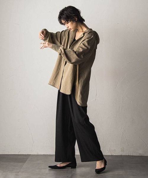 MAYSON GREY(メイソングレイ)の「【一瞬で楽とキレイを叶える】ナチュラルストレッチイージーワイドパンツ≪セットアップ対応≫(その他パンツ・レディース・ブラック/ベージュ・M)」の13枚目の写真