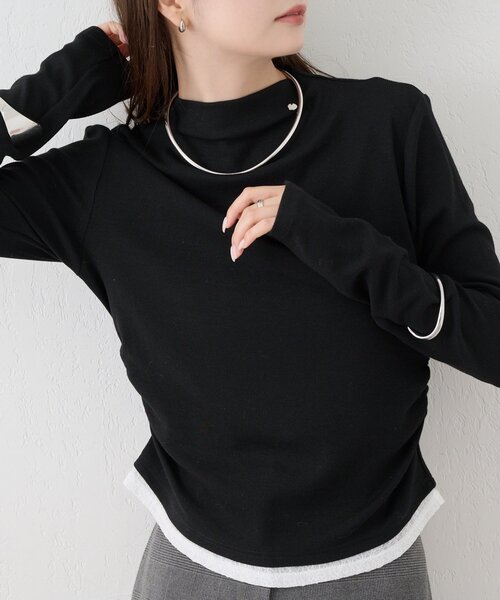 mystic(ミスティック)の「長袖プレート付きハイネックカットソー(Tシャツ/カットソー・レディース・ベージュ/チャコールグレー/アイボリー/ブラック・FREE)」の3枚目の写真