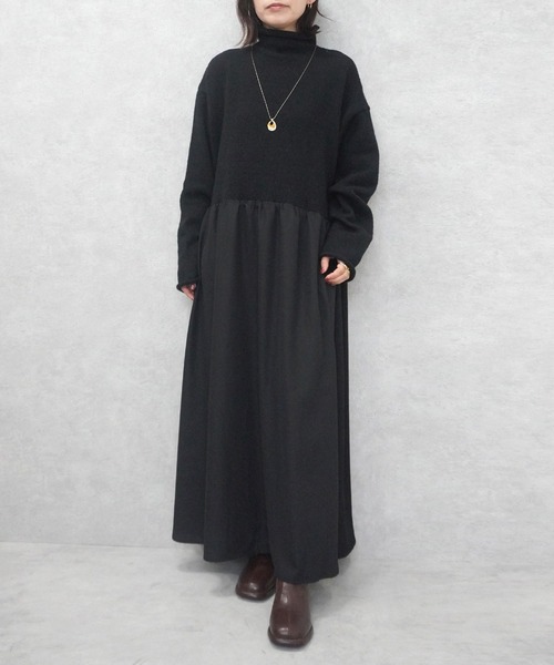 SELECT LEVERY(セレクトリベリー)の「ポケット付きニットドッキングワンピ―ス(ワンピース・レディース・ブラック/カーキ/チャコール・MEDIUM)」の20枚目の写真