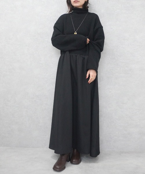 SELECT LEVERY(セレクトリベリー)の「ポケット付きニットドッキングワンピ―ス(ワンピース・レディース・ブラック/カーキ/チャコール・MEDIUM)」の19枚目の写真