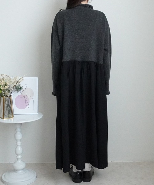 SELECT LEVERY(セレクトリベリー)の「ポケット付きニットドッキングワンピ―ス(ワンピース・レディース・ブラック/カーキ/チャコール・MEDIUM)」の14枚目の写真