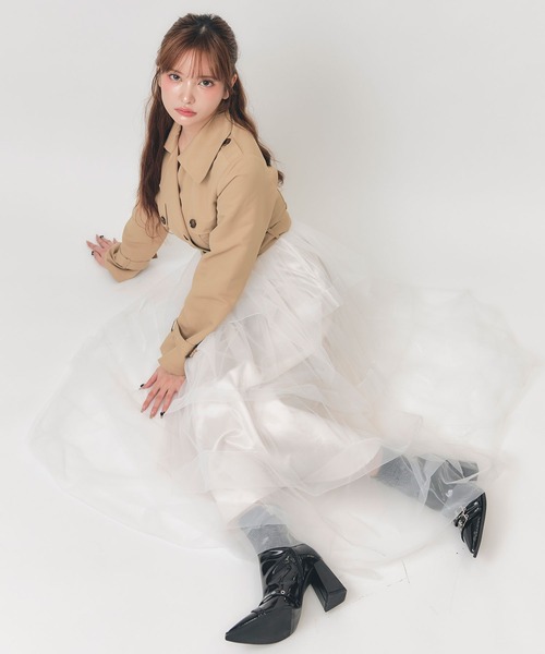 REDYAZEL(レディアゼル)の「トレンチライクボリュームタックチュールロングワンピース(ワンピース・レディース・グレー/ベージュ/ブラック・FREE)」の21枚目の写真