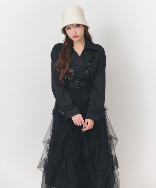 REDYAZEL(レディアゼル)の「トレンチライクボリュームタックチュールロングワンピース(ワンピース・レディース・グレー/ベージュ/ブラック・FREE)」の15枚目の写真