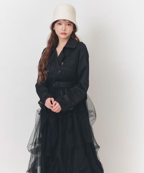REDYAZEL(レディアゼル)の「トレンチライクボリュームタックチュールロングワンピース(ワンピース・レディース・グレー/ベージュ/ブラック・FREE)」の8枚目の写真