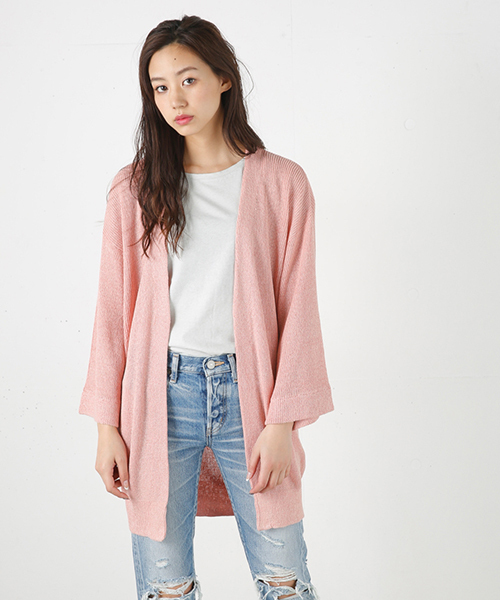 MOUSSY（マウジー）の「MIDDLE LENGTH CDK（カーディガン/ボレロ・レディース・ライトブルー/ピンク/ライトグレー・FREE）」の3枚目の写真