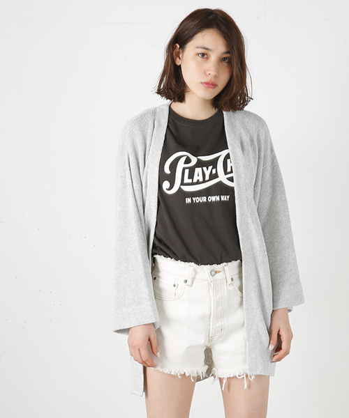 MOUSSY（マウジー）の「MIDDLE LENGTH CDK（カーディガン/ボレロ・レディース・ライトブルー/ピンク/ライトグレー・FREE）」の2枚目の写真