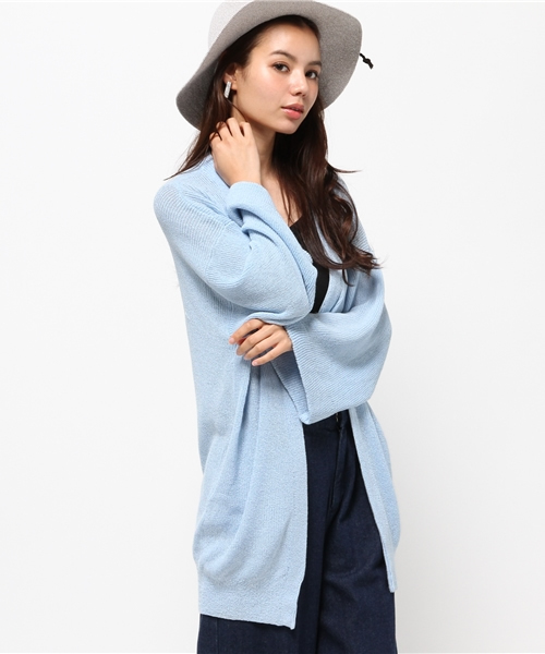 MOUSSY（マウジー）の「MIDDLE LENGTH CDK（カーディガン/ボレロ・レディース・ライトブルー/ピンク/ライトグレー・FREE）」の6枚目の写真