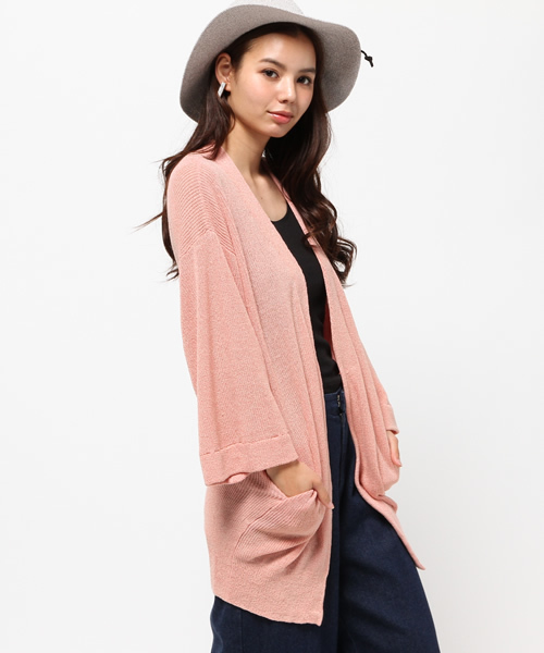 MOUSSY（マウジー）の「MIDDLE LENGTH CDK（カーディガン/ボレロ・レディース・ライトブルー/ピンク/ライトグレー・FREE）」の7枚目の写真