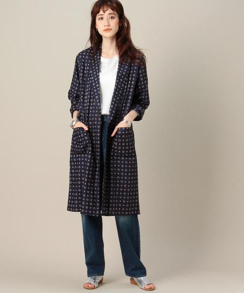 BEAUTY&YOUTH UNITED ARROWS(ビューティーアンドユースユナイテッドアローズ)の「BY コモン パジャマガウン◆(その他アウター・レディース・ホワイト/ネイビー・FREE)」の2枚目の写真
