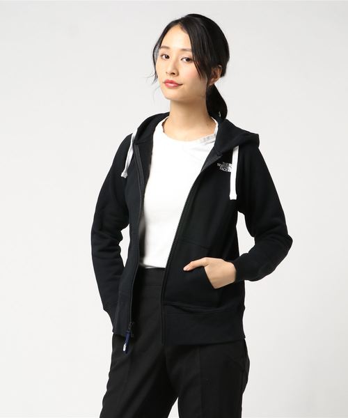 THE NORTH FACE（ザノースフェイス）の「ザ・ノース・フェイス ウィメンズロゴスウェットパーカー / リアビューフルジップフーディー（パーカー・レディース・ミックスグレー/ピンク/サックスブルー/ダークネイビー/ダークブルー/アイボリー/グレー系その他/チェリーレッド/ブルーグレー/レッド/ホワイト系その他/ブラック/ベージュ/ブルー/ピンク系その他・LARGE/MEDIUM/SMALL/X-LARGE）」の4枚目の写真